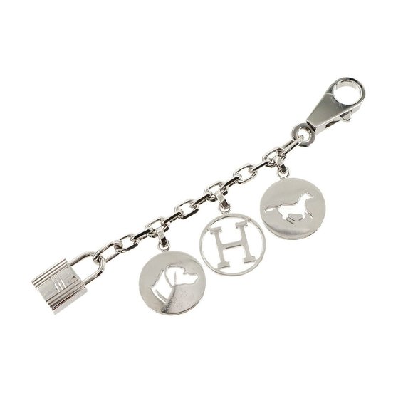 Hermes Hermès Amulet 4 Bulllock Bag Charm, Silver Cadena, Horse Dog - Picture 1 of 6